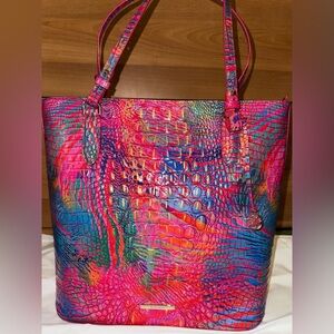 NWT Brahmin Rainbow Fish Melbourne Ezra Large Zip Tote Leather Shopper Handbag